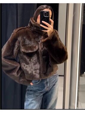 ZARA FAUX FUR BOMBER JACKET
